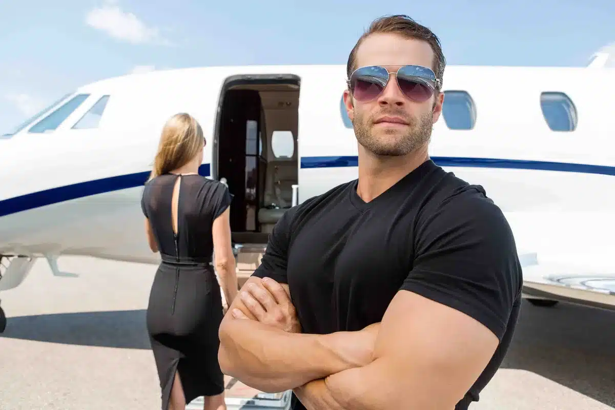 Bodyguard accompanying client on secure travel assignment departing from Toronto Ontario