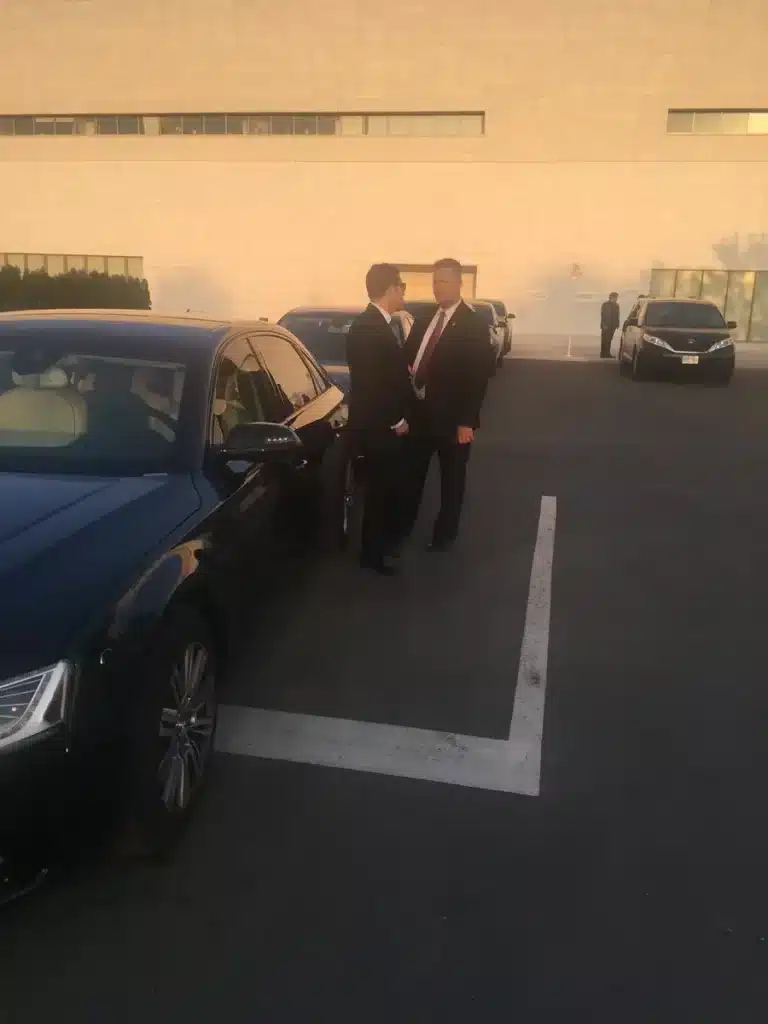 Security team staging a protected entrance at the Aga Khan Museum Toronto for VIP arrival